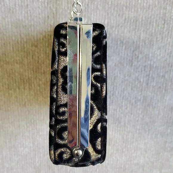 Evening Bag Clutch Purse Formal Black Velvet Baroque Metal Clasp Chain Strap - Picture 4 of 10